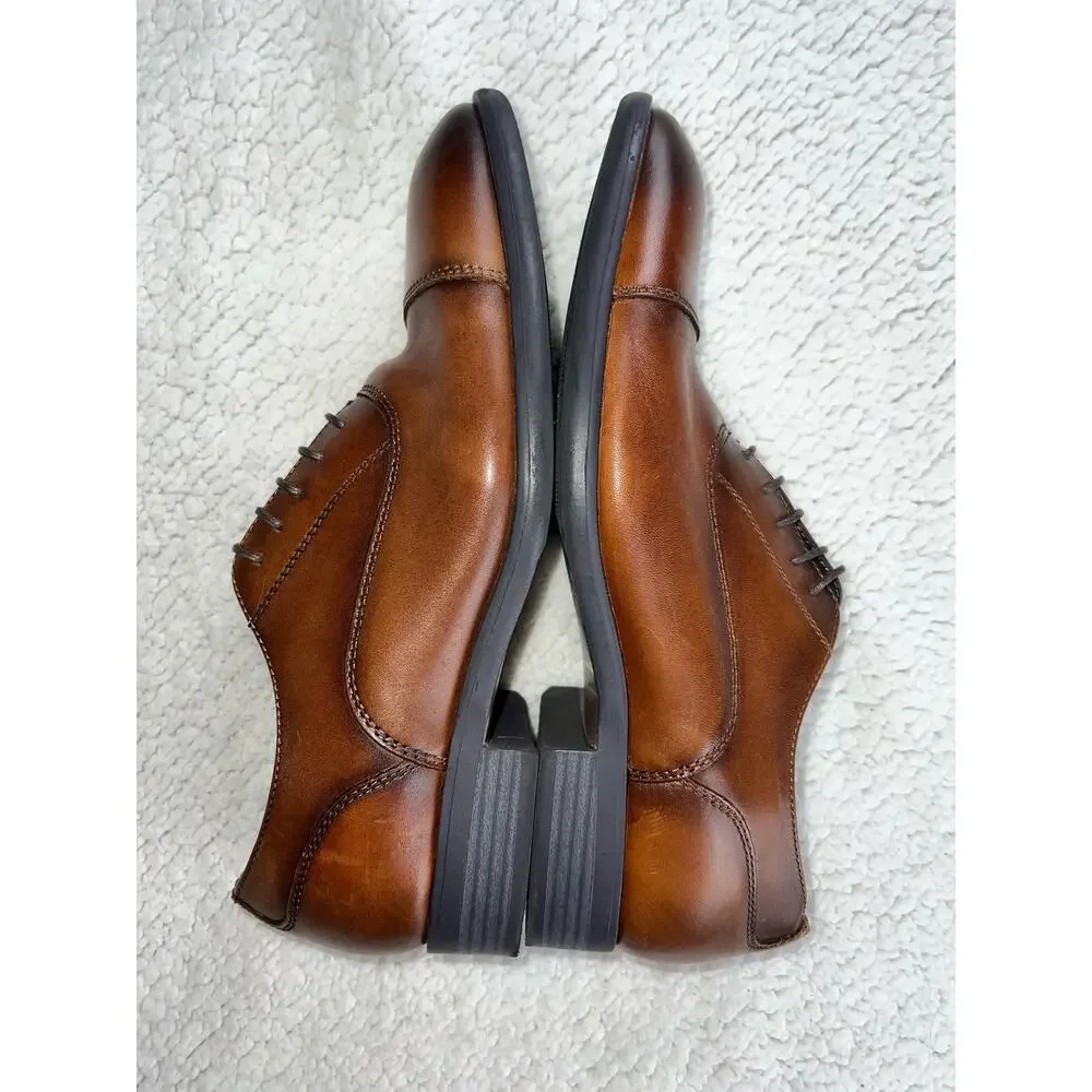 Nordstrom Cap Toe lace-up Oxford Cognac leather ortholite insole - Sz 8.5 - H19